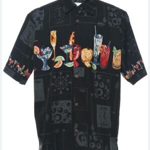 Mens Bill Blass Happy Hour Cocktail Hawaiian Style Shirt Large